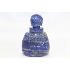 Handmade Snuff Perfume Bottle Natural Blue Lapis Lazuli Stone Hand Engrave LP16